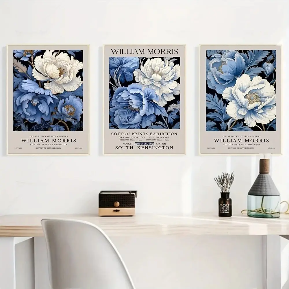 3pcs/set Unframed William Morris Flower Animals Wall Art Print Canvas Vintage Country Lover Gift for Dark Academia Mid Century Botanical Poster