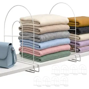 8-Pack 12" Tall Shelf Dividers - Closet Shelf Organizer - Easy to Install - No Tool - White PE Coating Steel