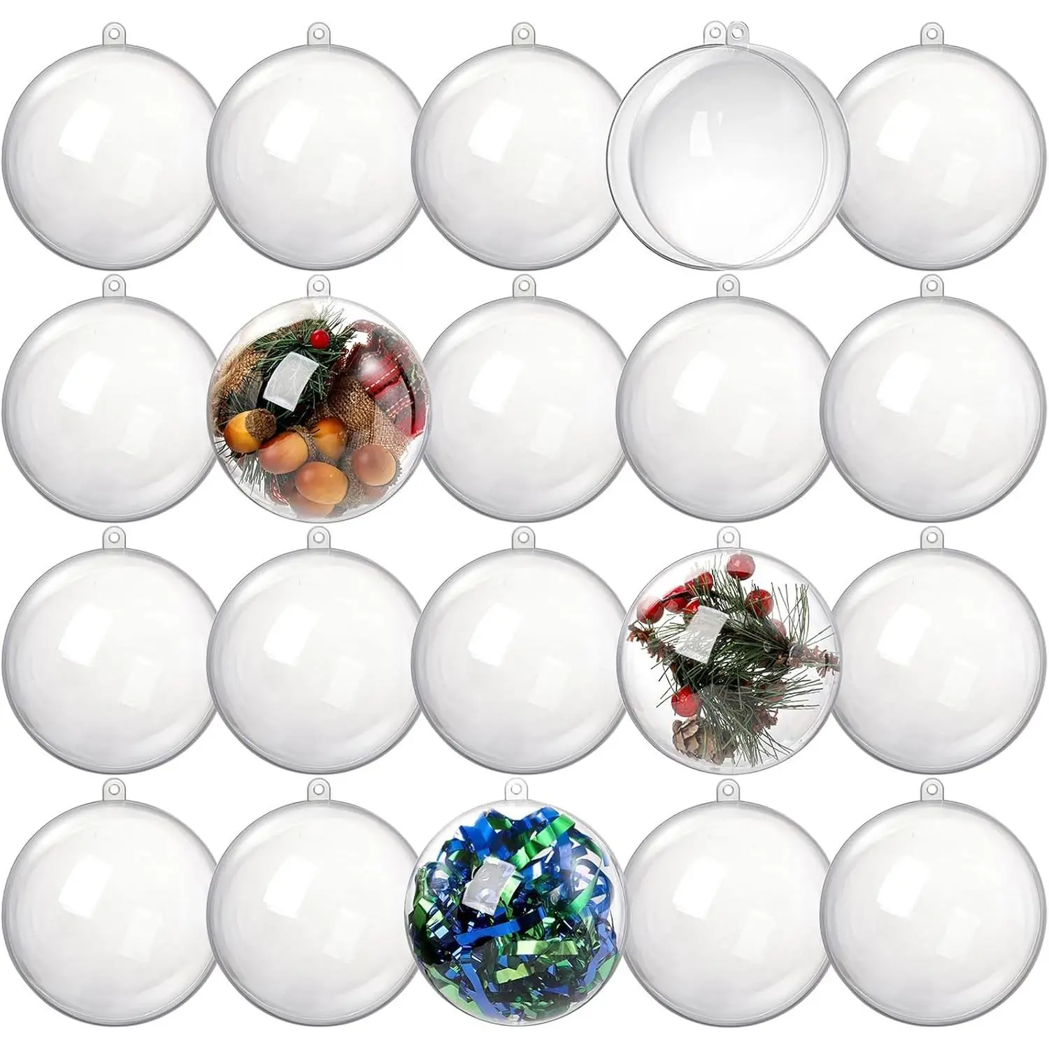 20 Pack 4-Inch Clear Plastic Fillable Ornaments Ball, for Christmas, Wedding, Party, Home Decor