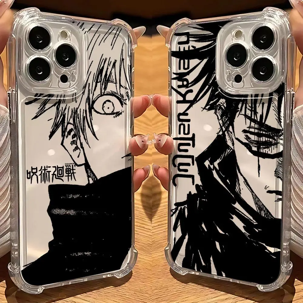 Anime Jujutsu Kaisen Gojo TPU Phone Case for iPhone 17,16,15,14,13,12,11 Pro Max Plus,A15,A16,A25,A34 - Shockproof Transparent Mobile Phone Cover