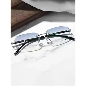 Fashion Cut Edge Frameless Blue Light Blocking Glasses, Lightweight Anti Eyestrain Computer Eyewear UV Eye Protection for Men & Women