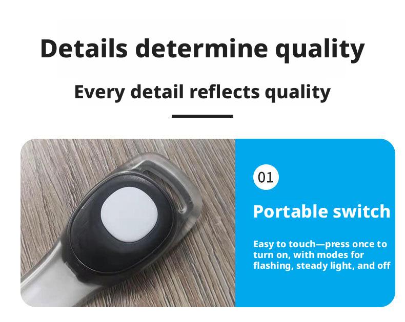 Waterproof LED Armband Light for Running Cycling Hiking Hook-and-Loop Closure Night Visibility Reflective Arm Band