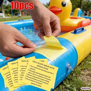 10PCS Waterproof Repair Patches Kit, Heavy Duty Tent & Inflatable Repair Stickers for Air Mattress, Swimming Pool Float, Sleeping Bag & Outdoor Camping Gear, Portable Emergency Repair Set