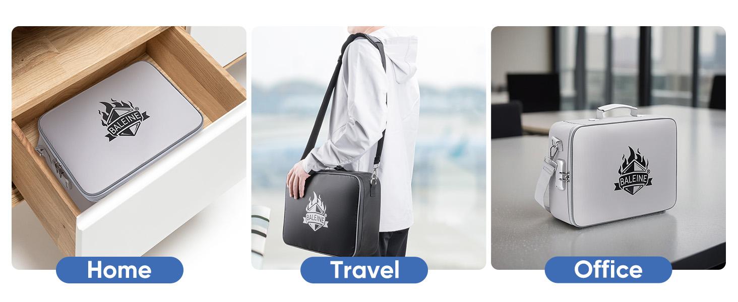 Fireproof Document Bag with Lock, Portable Waterproof Fireproof File Box for Home Office, Large-Capacity File Organizer Box for Important Papers, Passports, and Certificates