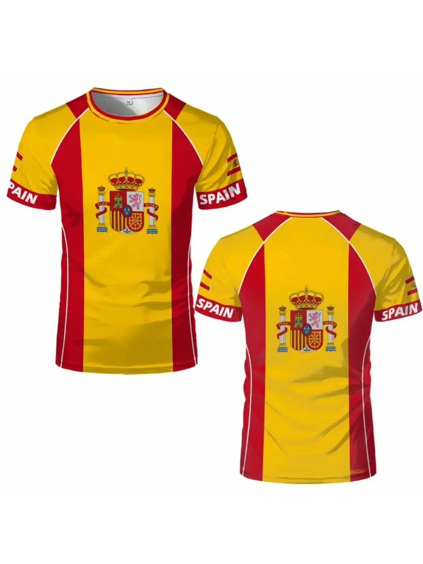Spain Flag Pattern Soccer Jersey, Quick-Dry Football T-Shirt, Men's & Women's Athletic Training Top, Breathable Summer Sports Tee