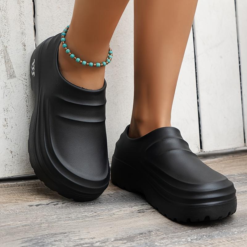 Solid Color Waterproof Chef Clogs, Slip On Lightweight Soft Sole Casual Slides, Closed Toe EVA Non-slip Slides