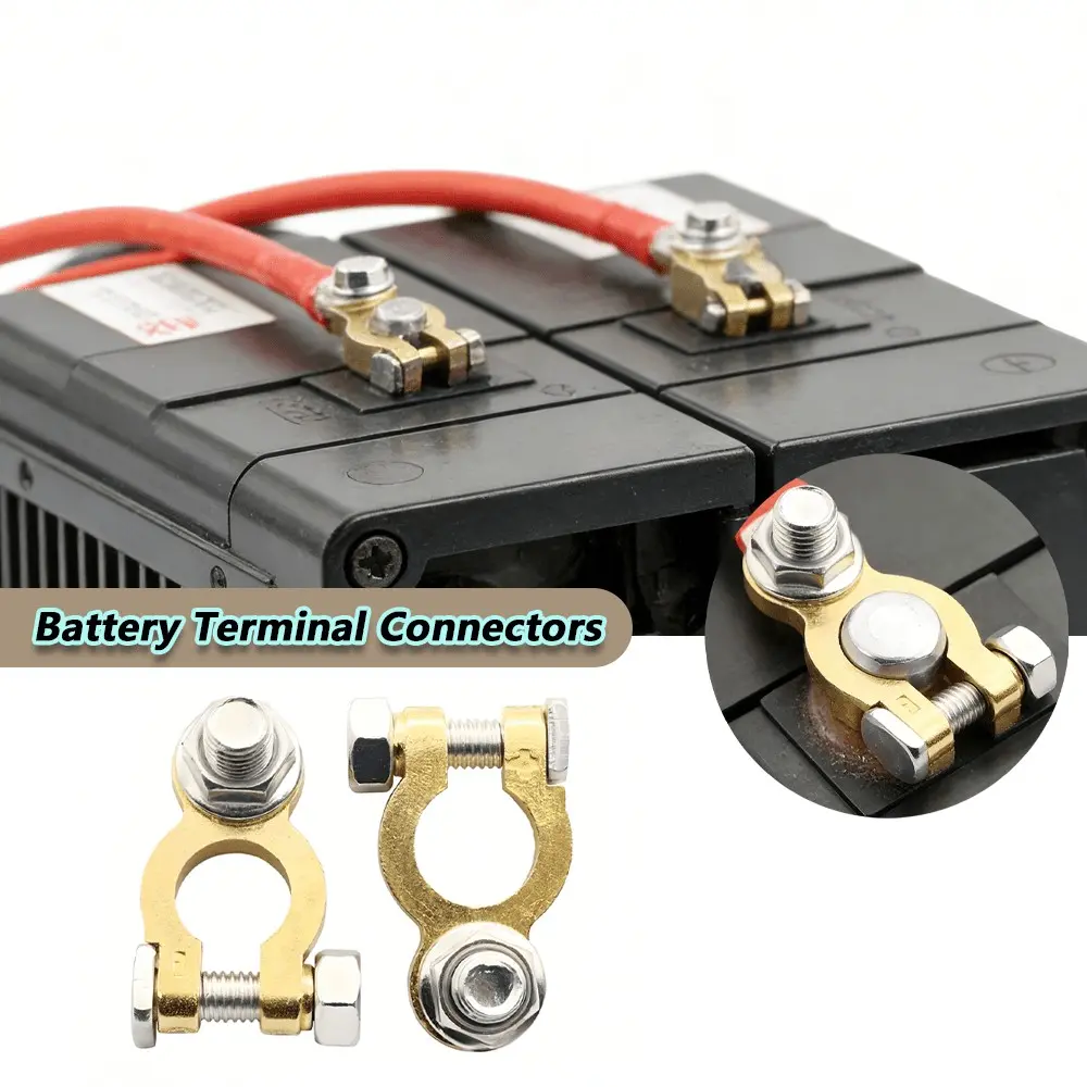 2pcs Extra-Thick Copper Battery Terminals, Vehicle Truck Marine Connectors, Positive Negative Fasteners, Durable Cable Clamps