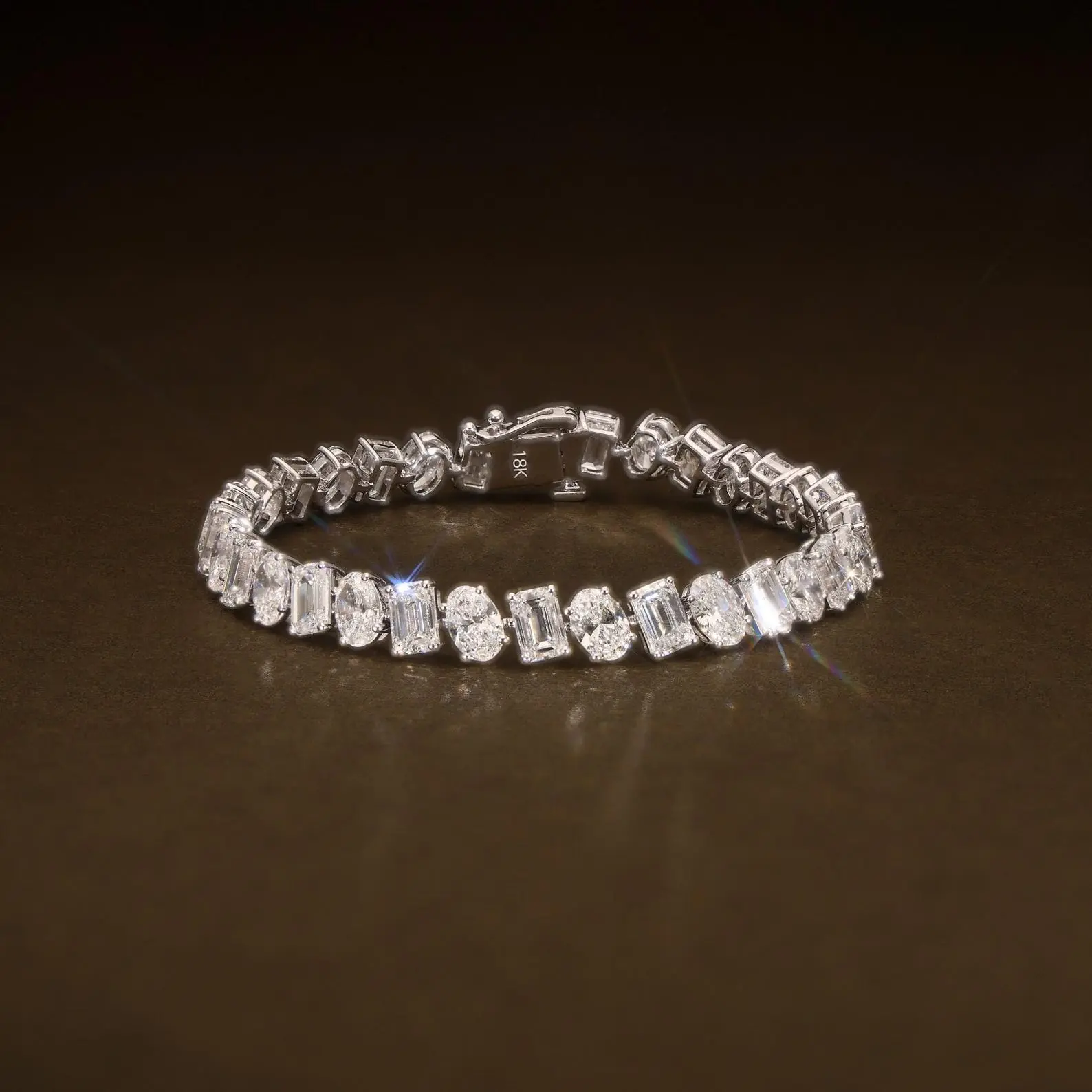 20 CTW Emerald & Oval Lab Grown Diamond Tennis Bracelet | Multi Shape Bracelet | E–F VVS–VS Fancy Shape Certified Diamond Bracelet