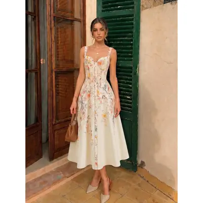 Lulus Cream Lilja Floral Dress