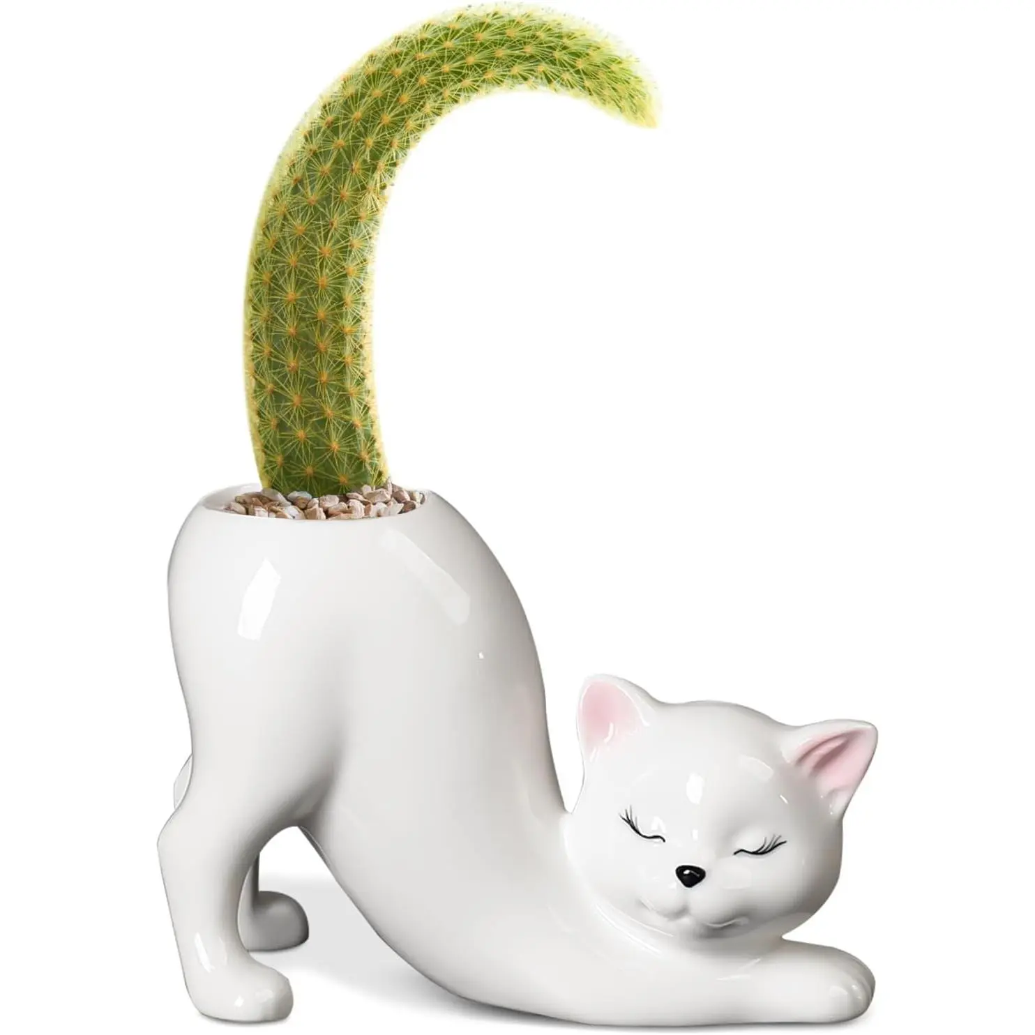 Ceramic  Planter, White Flower Pot with Drainage Hole, 5.71×2.95×3.86 Inch, Succulent Cactus Planter, Indoor Outdoor Decor for Desk Windowsill,  for  Lovers & Gardening Fans