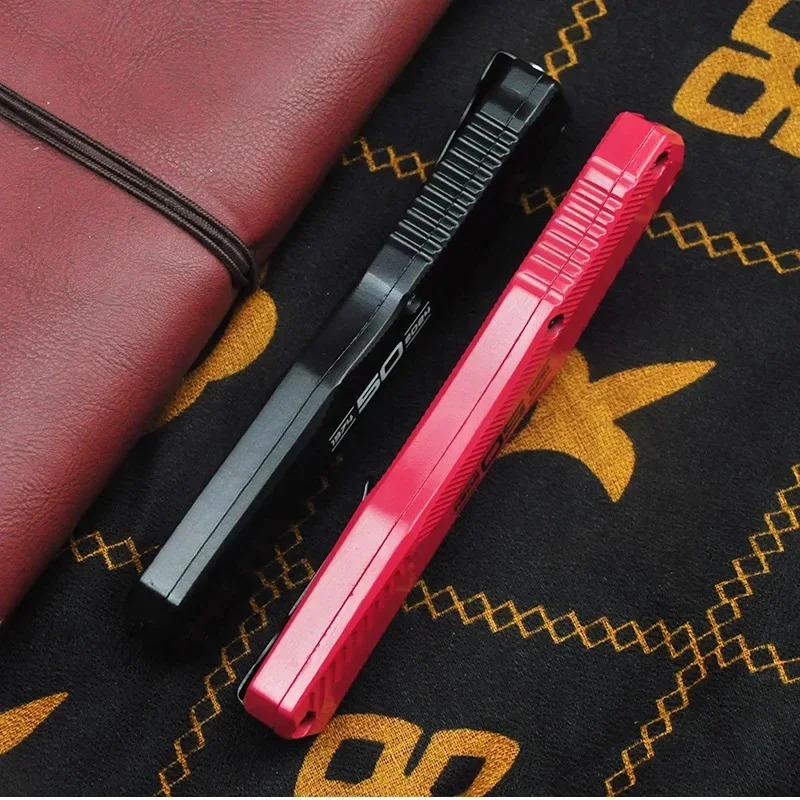 Black Friday  KS9000 OTF50th Anniversary Folding , QualityPocket ,Fruit ,Outdoor Adventure Tool, Fishing LineCutting Tool, Men's Gift,Christmas Gift micro techknife,Black/Rad