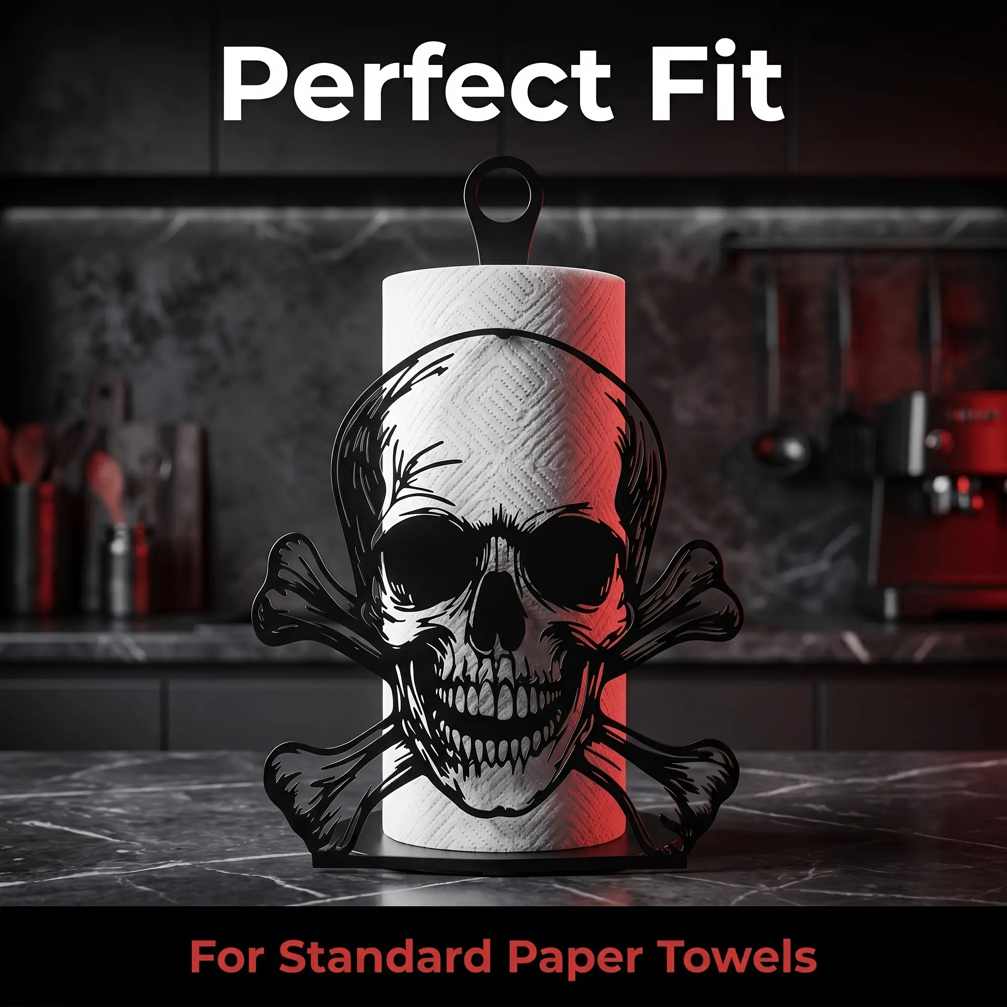 Halloween Skull Desktop Decor, Countertop Paper Holder, Versatile for Kitchen, Living Room, Dining Room, Bathroom, Decorative and Practical