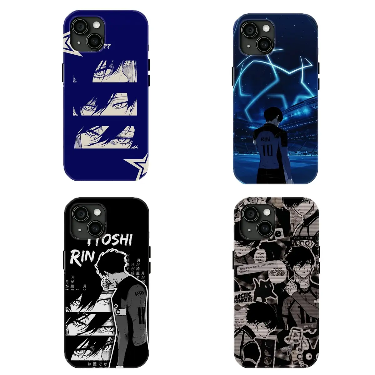 Blue L0ck Anime Phone Case, It0shi Rin Dark Tone Manga Print Shockproof Cover,Compatible with iPhone 17 Promax 16 15 14 13 12 11 and for Samsung S22 S23 S24 S25 S26 Ultra,Best Gift for Anime Lovers