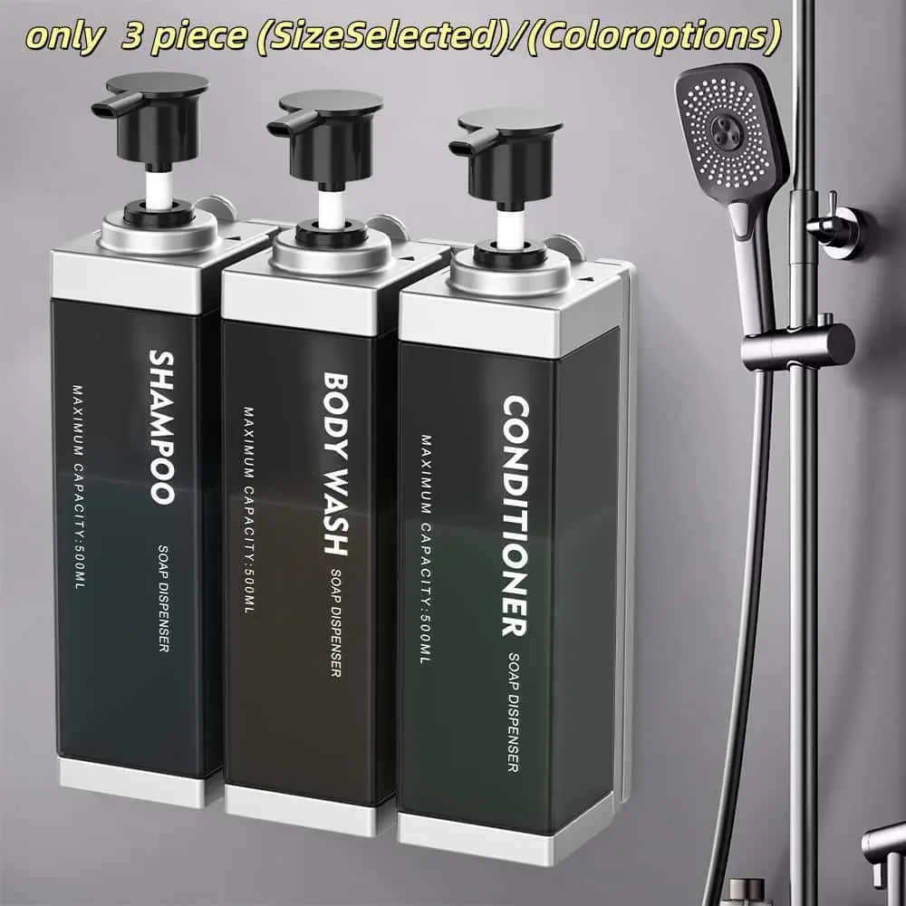 Wall Mounted Transparent Soap Dispenser Bathroom, Lockable Key-Lock, 500ML Capacity, No-Drill Adhesive, Abs+pet Material, 1/2/3-Pack, //silver