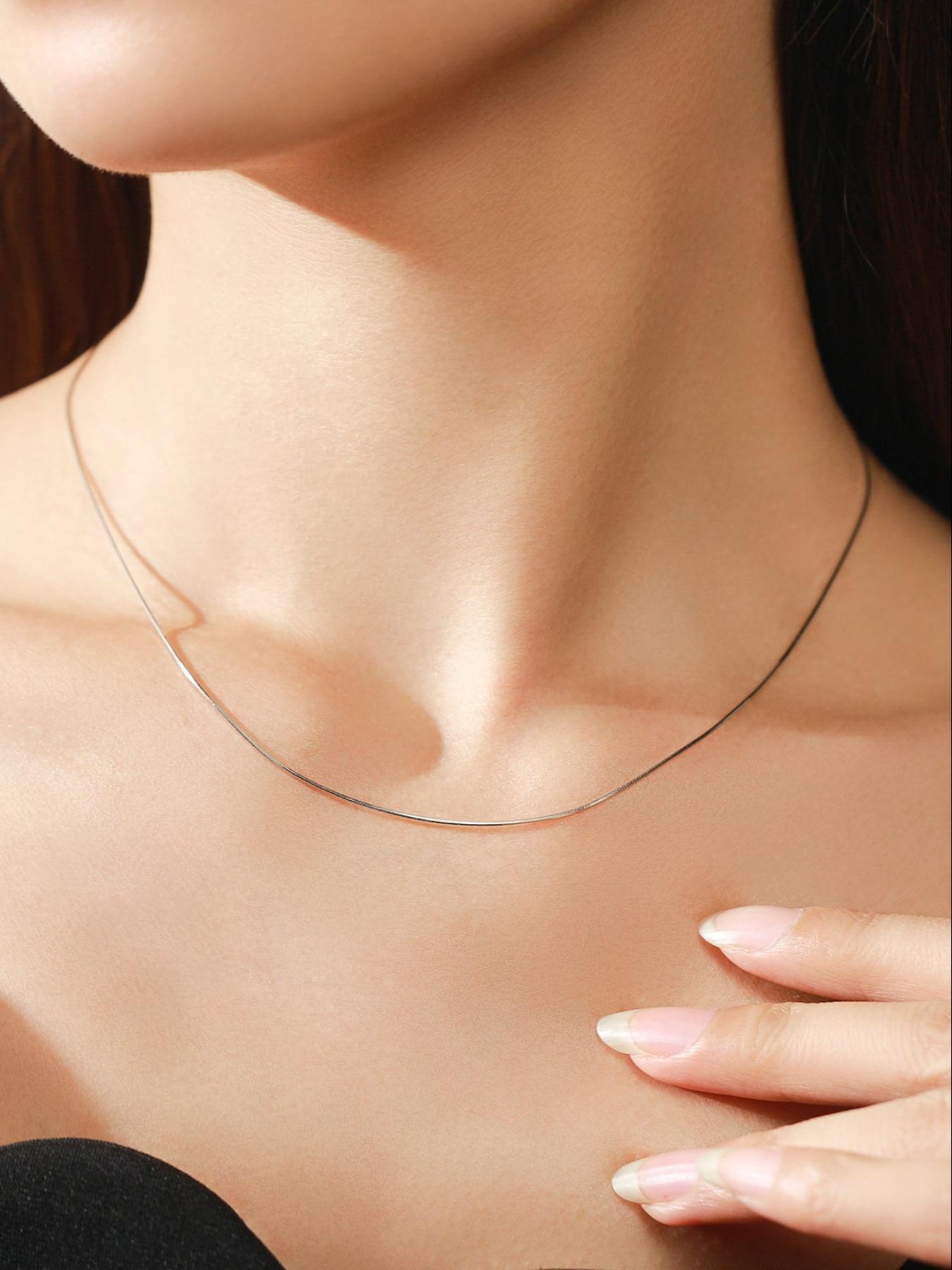 S925 Sterling Silver Chain Necklace, Fashion Jewelry for Party, Daily Clothing Decor, Trendy All-match & Exquisite Jewelry for Birthday Gift, Minimalist Chain Necklace