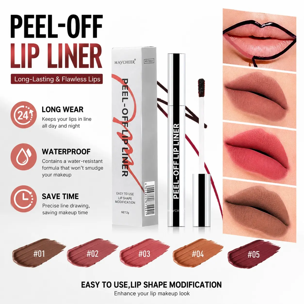 Peel-Off Lip Stain, Long-Lasting Waterproof Lip Tint, Liquid Lip Gloss, Hyaluronic Acid & Vitamin E, Transfer-Proof Matte Finish, Vegan & Cruelty-Free, Long Lasting Lipgloss
