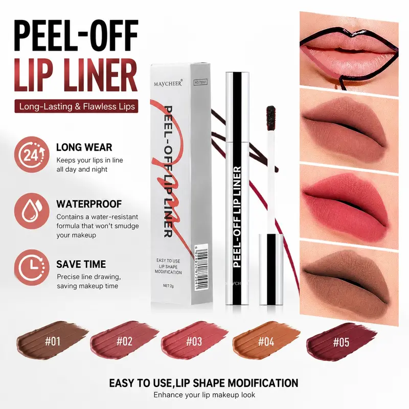 Peel-Off Lip Stain, Long-Lasting Waterproof Lip Tint, Liquid Lip Gloss, Hyaluronic Acid & Vitamin E, Transfer-Proof Matte Finish, Vegan & Cruelty-Free, Lip Product
