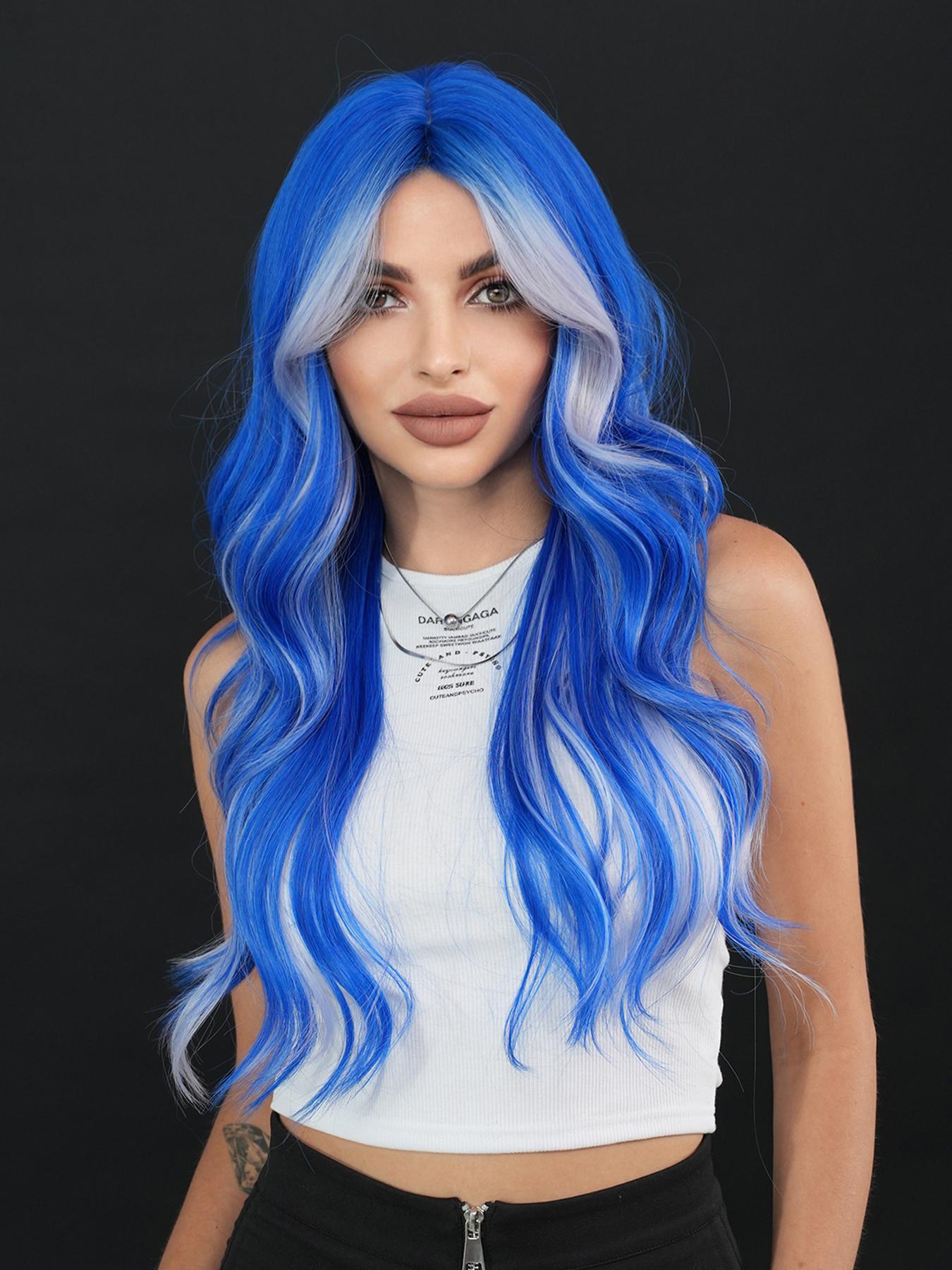 26 Inch Long Body Wavy Pre Styled Synthetic Hair Wig for Women, Natural Looking Fluffy Synthetic Fiber Wavy Texture Wig with Curtain Bangs, Full Machine Highlight Loose Wave Wig for Party, Daily Use, Highlight Brown Wig, Synthetic Wavy Hairstyle