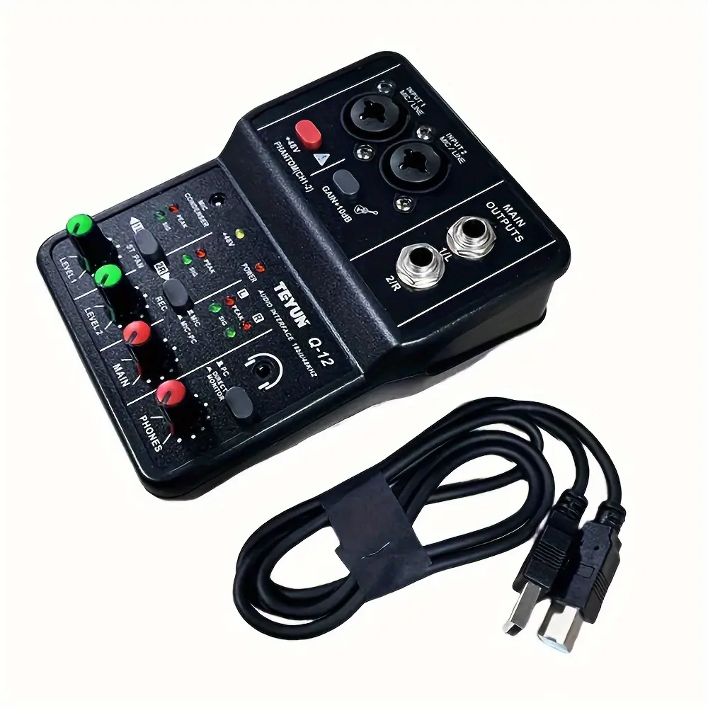 2 Channels USB Audio Interface, Interface for Recording Music Computer Recording Audio Interface XLR with Microphone Jack, Sound Card Console, Mini USB Mixer
