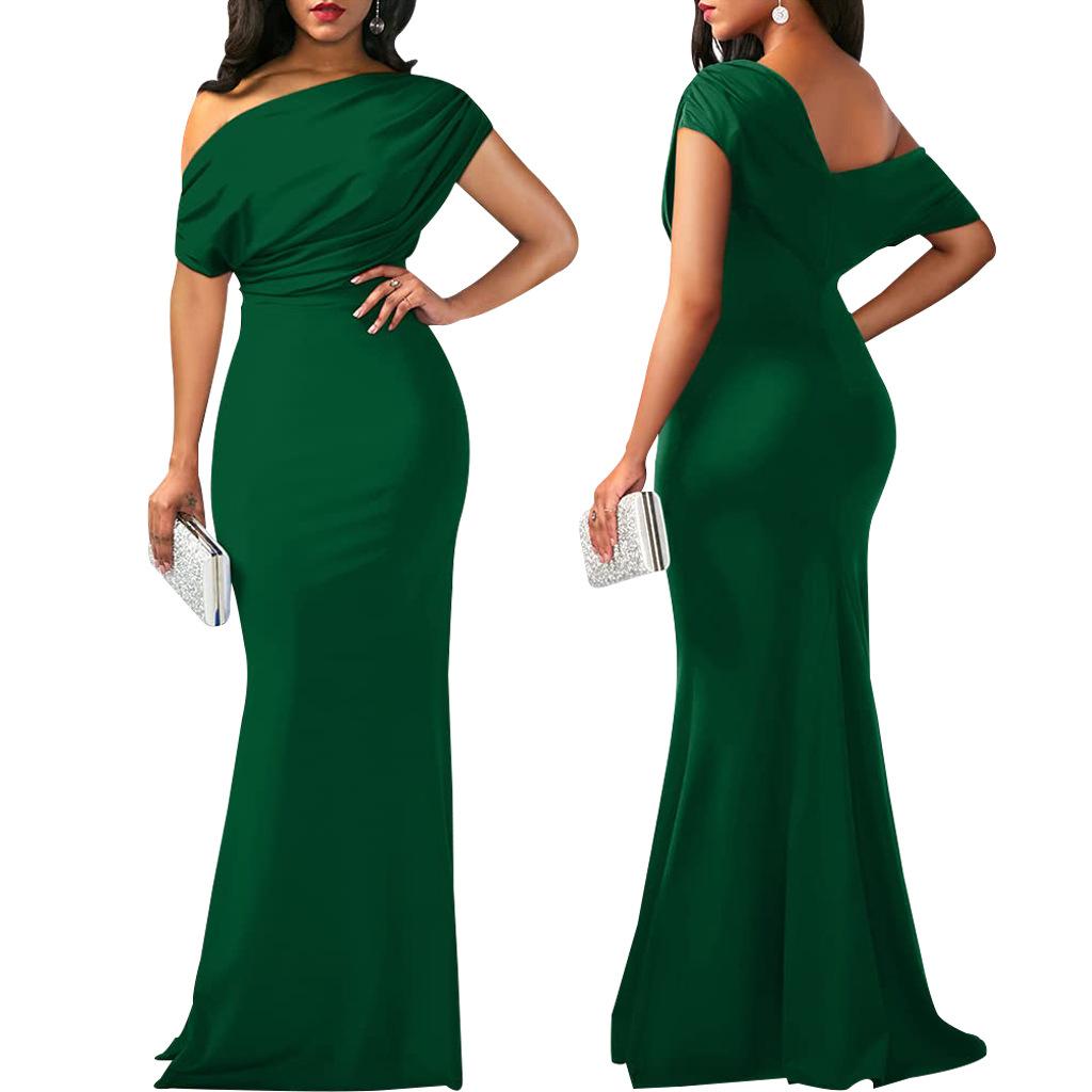 2024 Spring Women Elegant Sleeveless Off Shoulder Bodycon Long Formal Party Dress