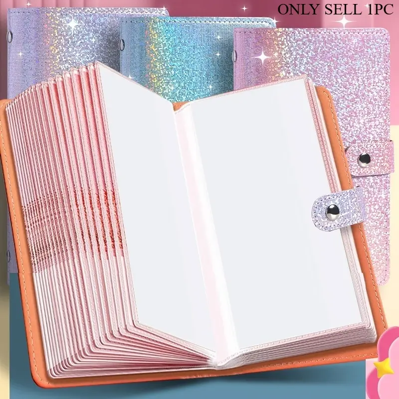 A6 color cash organizer notebook with high capacity, suitable for storing cash, photos, stamps, and bank cards. This spacious notebook features 50 inner pages and a three-ring photo album section.