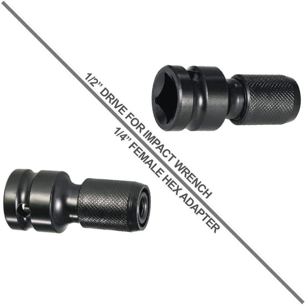 1/2-Inch Square Drive to 1/4-Inch Hex Female Socket Adapter Converter, Quick Release Chuck Adaptor for Impact and Ratchet Wrenches