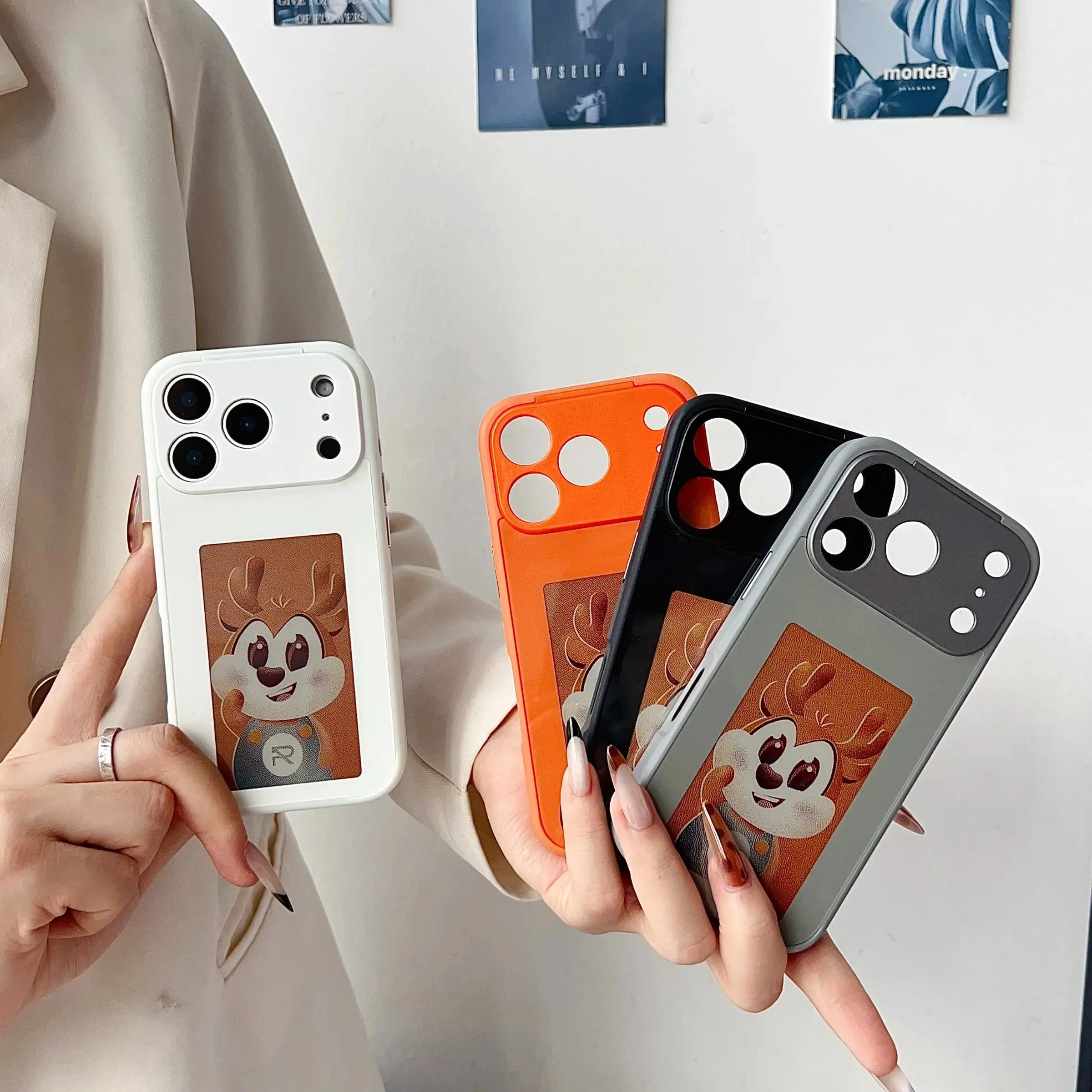 NFC Smart Projection E-Ink Phone Case for iPhone 11-17 Full Series (Including 16 Plus/16 Pro Max), featuring AI-powered DIY pattern design, customizable display via app, HD E-Ink touch screen, and plug-and-use functionality.