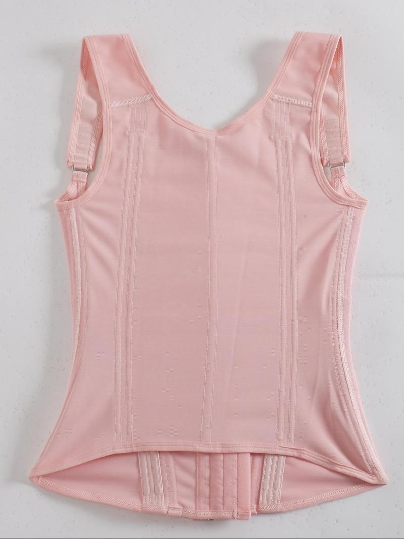 Women's Solid Zip Up Waist Trainer, Hook-and-Eye Design Breathable Comfortable Waist Cincher, High Waist Shapewear, Tummy Control Shapewear for Women