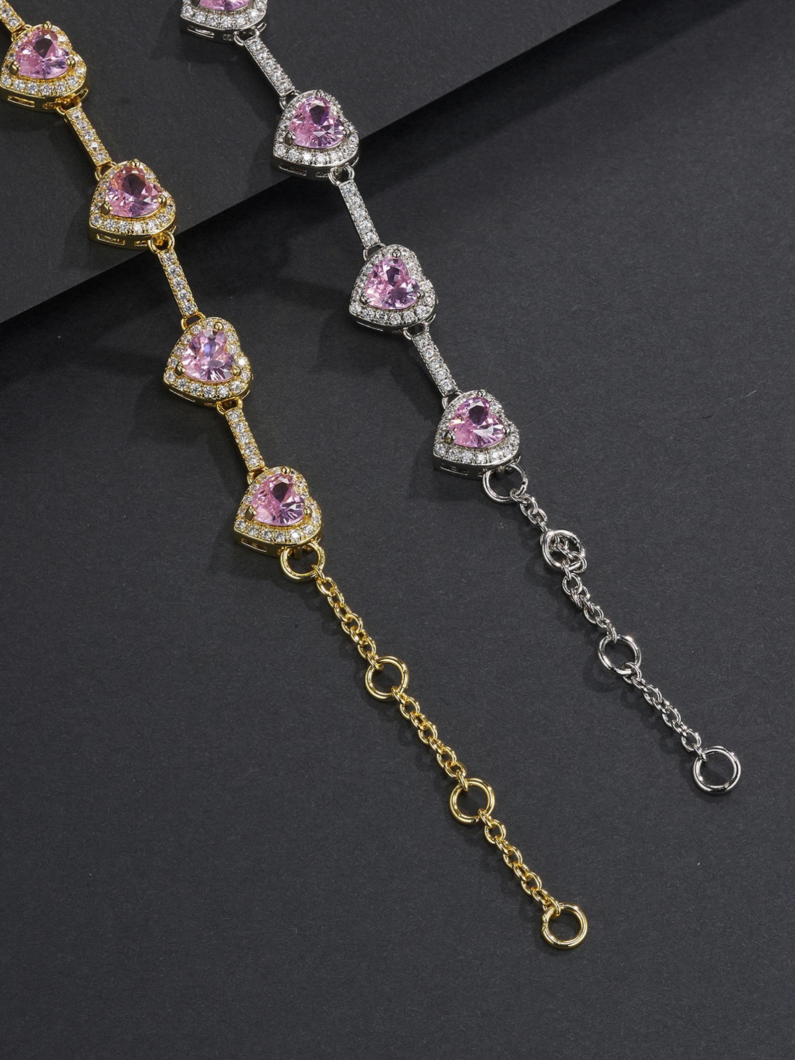 Pink Heart Design Anklet, Fashionable Adjustable Anklet for Women & Girls, Trendy All-match & Exquisite Jewelry for Birthday Gift, Fashionable Trendy Jewellery Accessories, Dainty Layered Anklet