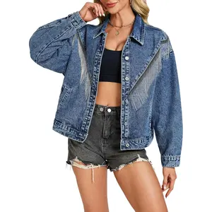 Women's Fringed Denim Jacket Oversized Tassel Jean Jackets Western Country Concert Outfits