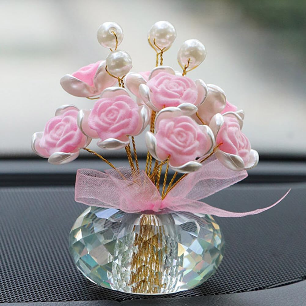 New crystal rose car, home, bedroom, living room, center console, desktop creative decorations, perfect for Halloween, Christmas, Thanksgiving, Valentine's Day gifts, three colors to choose from!