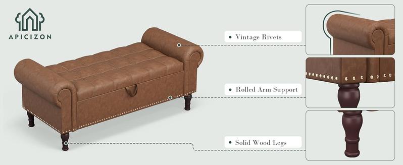 Apicizon 60”Ottoman with Storage, End of Bed Storage Bench with Tufted Button, Upholstered Sitting Bench for Front Door Entrance,Bedroom,Living Room Apicizon 60”Ottoman with Storage, End of Bed Storage Bench with Tufted Button, Upholstered Sitting Bench for Front Door Entrance,Bedroom,Living Room