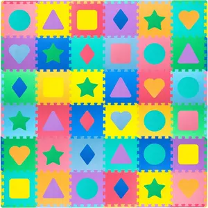 Kids Foam Puzzle Floor Play Mat with Shapes & Colors 36 Tiles, 12"x12" and 24 Bordersfidget toys