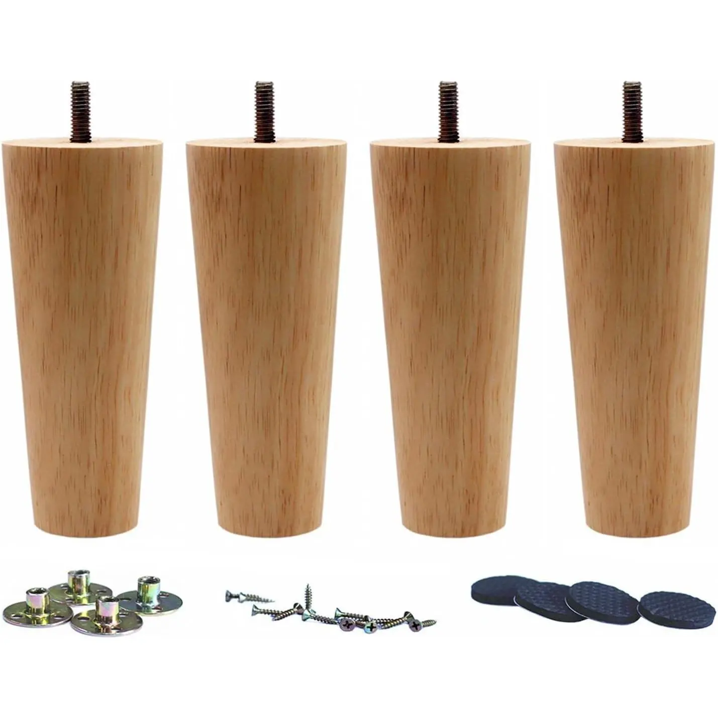 6-Inch Heavy-Duty Solid Wood Furniture Replacement Legs, Set of 4 Straight Legs for Couch, Sofa, Coffee Table