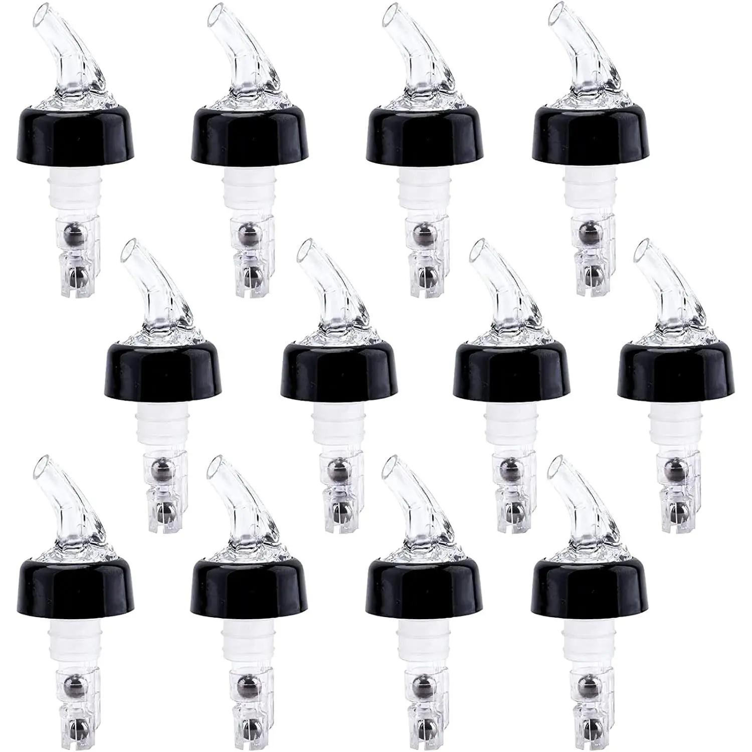 WUWEOT 12-Pack 1oz Automatic Measured Bottle Pourer - Leakproof Quick-Shot Dispenser for Liquor, Spirits, Wine, Cocktails | Home Bar Bartender Tools, Automatic Pour