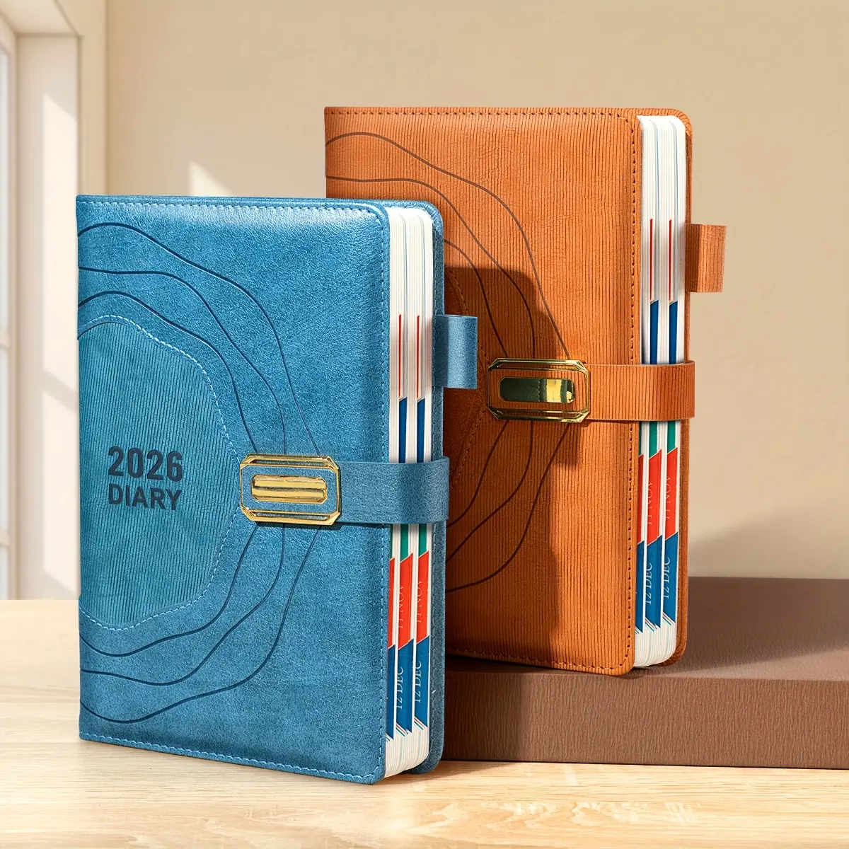Brave Deer 2026 Professional Planner Book, Daily Planning Pages, Thick Paper, Reinforced Hard Cover, Metal Buckle Closure, Elegant Blue