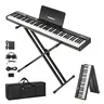 Garvee 88-Key Portable Collapsible Piano Keyboard – Full-Size, Touch Sensitive, Electronic, Headphones, Pedal, Carrying Bag, Note Stickers, 128 Tones, MIDI Support, Battery-Operated – For Beginners & Experienced Players – Black