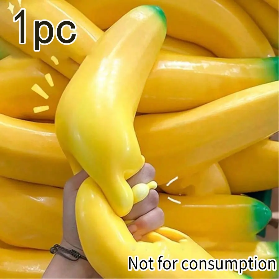 Easy Sqweezy Giant Banana - Stretches Up to 6 Feet Long - Huge Jumbo Sized Squishy Fruit Toy, Perfect to Squeeze for Stress Relief - Fun Sensory / Fidget Novelty Toy for Kids