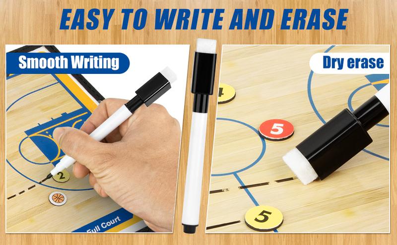 Basketball Coaching Board Coaches Clipboard Tactical Magnetic Board Kit with Dry Erase, Marker Pen and Zipper Bag (Basketball Board) (Basketball Coaching Board) (Basketball Coaching Board)