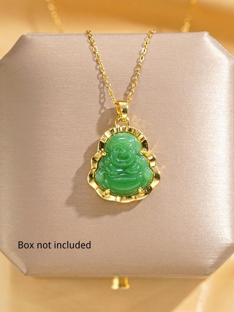 Buddha Pendant Necklace for Women & Men, Fashion Jewelry for Party, Daily Clothing Decor, Trendy All-match & Exquisite Jewelry for Birthday Gift, Flat Byzantine Chain