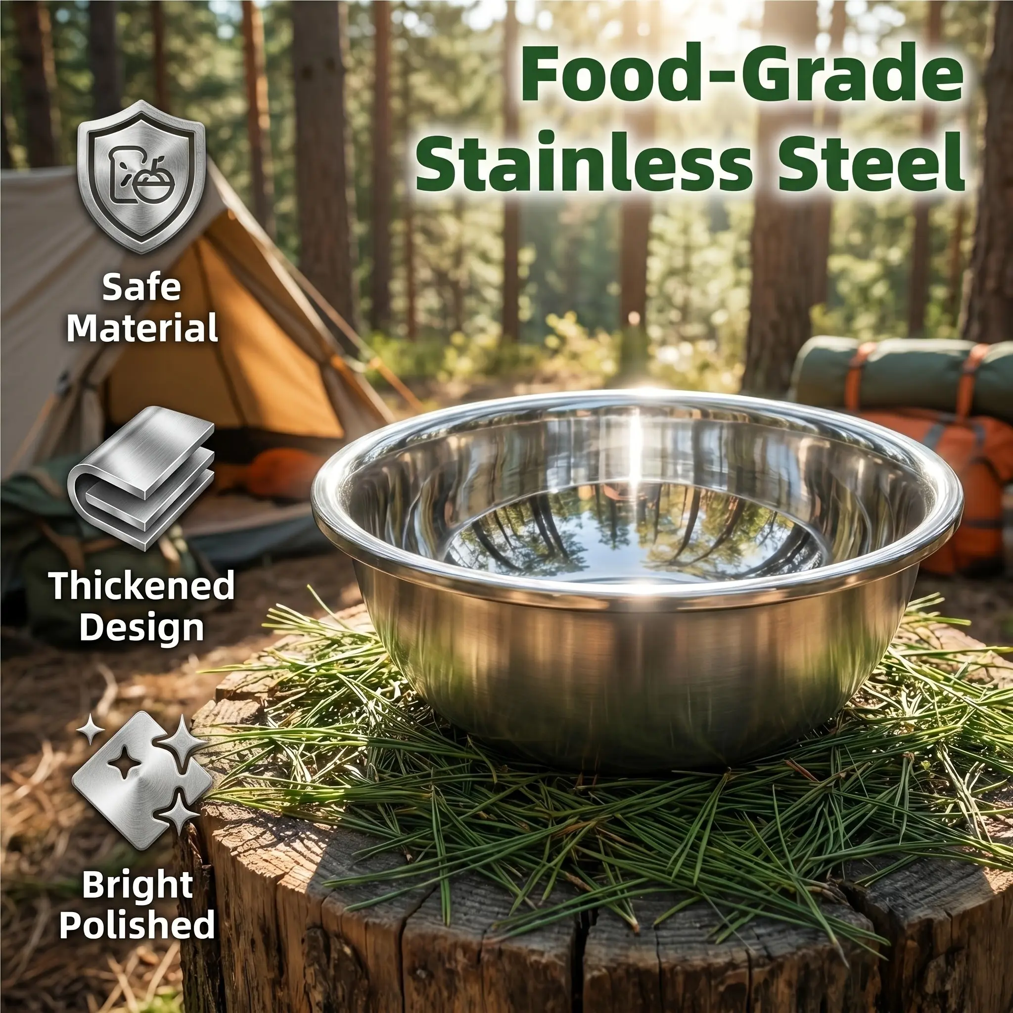 Extra Large 304 Stainless Steel Commercial Stock Pot, Mixing Bowl And Salad Basin, Heavy-Duty Induction Ready Cookware for Kitchen, Restaurant And Catering Use
