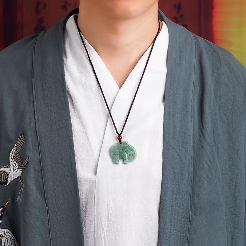 Natural Ice Jade Elephant Pendant Necklace, Unisex Jade Jewelry for Daily Wear And Gifting, Smooth Translucent Carved Elephant Design With Symbolic Peaceful Meaning And Refined Finish