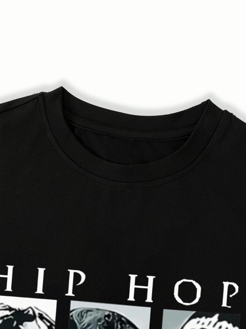 Women's Tupac & Biggie & Ice Cube Print Round Neck Tee, Vintage Trendy Casual Short Sleeve T-shirt for Daily Wear, Ladies Summer, Top Women's Tupac & Biggie & Ice Cube Print Round Neck Tee, Vintage Trendy Casual Short Sleeve T-shirt for Daily Wear, Ladies Summer, Top