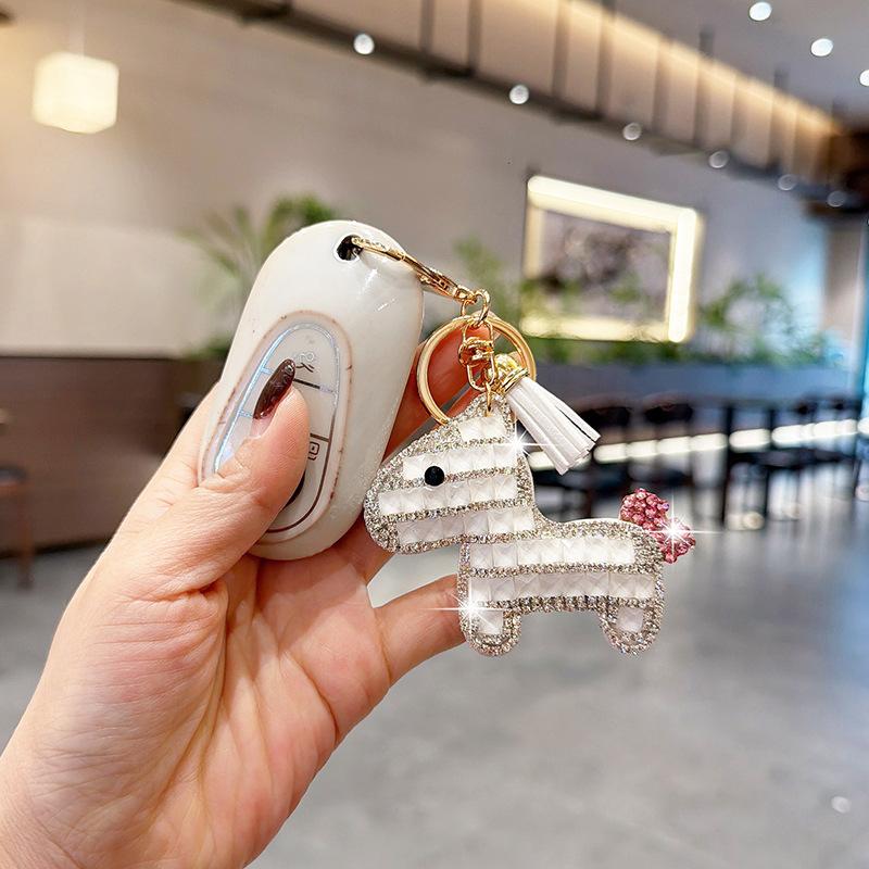 Bling Bling Pony Keychain with Tassel, Creative Rhinestone Horse Car Key Ring, Fashion Cute Cartoon Bag Charm Accessory Bling Bling Pony Keychain with Tassel, Creative Rhinestone Horse Car Key Ring, Fashion Cute Cartoon Bag Charm Accessory