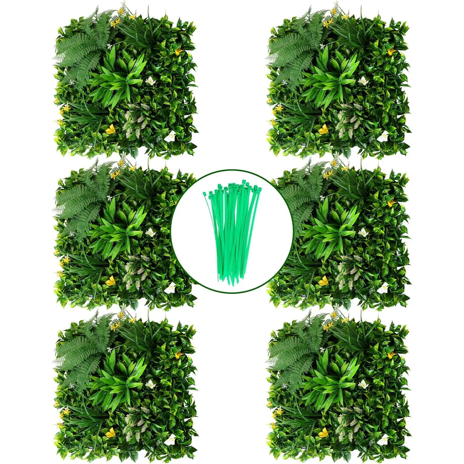 UV-Resistant Artificial Hedge Grass Wall Panels - 6 count 20"x20" Greenery Wall Backdrop,  Fence Screen, Green Wall Decor for Outdoor & Indoor Use,  Wall Panels
