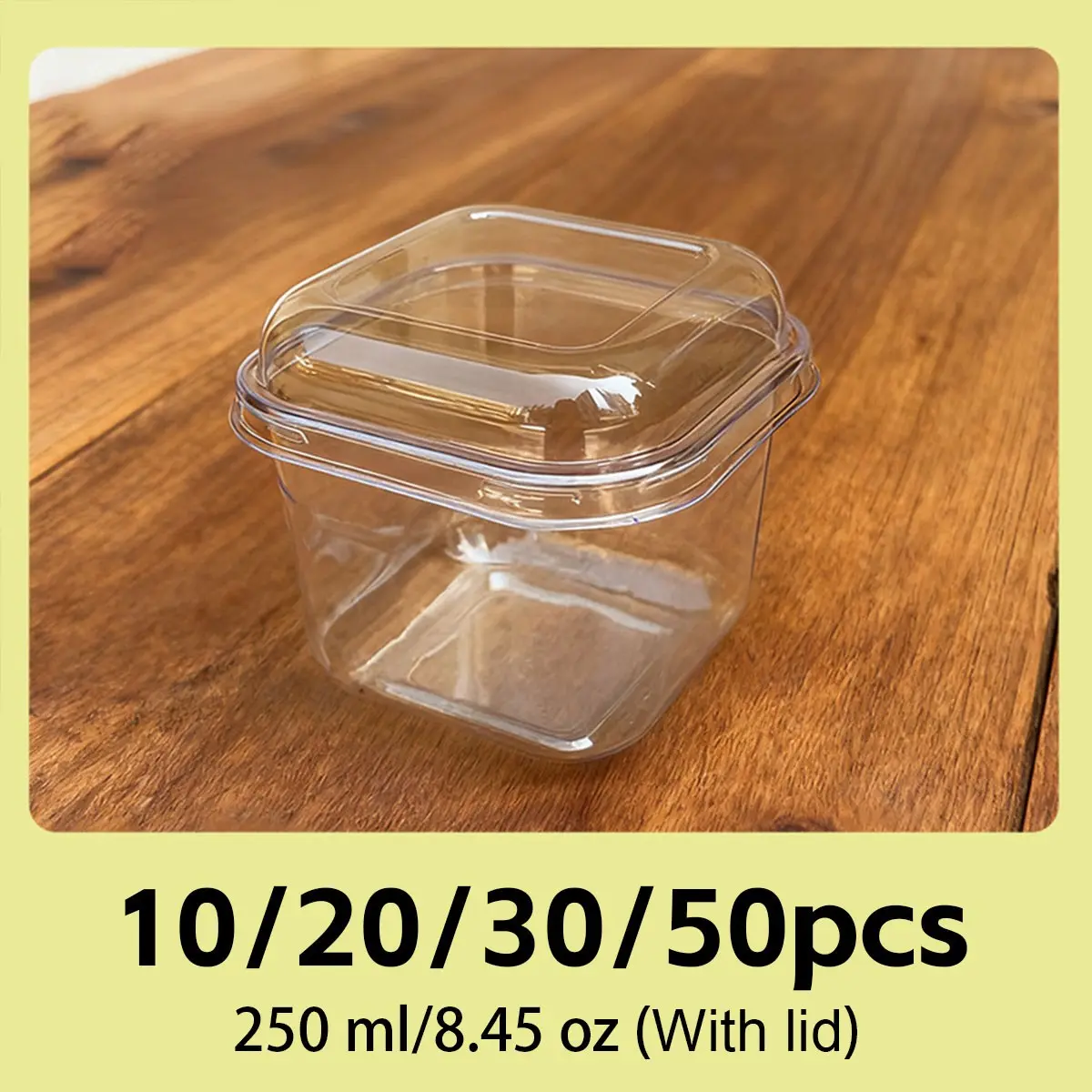 Reusable Cake Cups with Lids, Square Transparent Mousse Cup Candy Box, Dessert Fruit Pudding Jelly Ice Cream Baking Container, Party Supplies