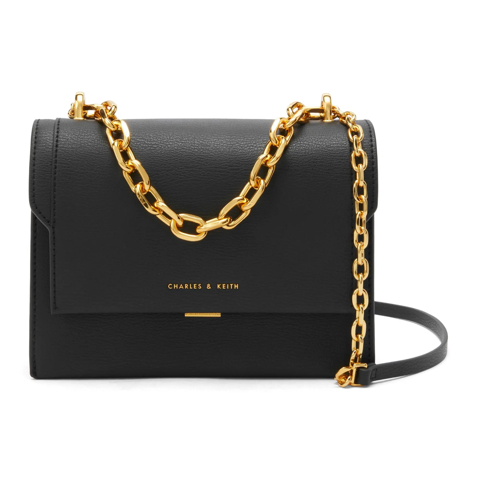 Charles & Keith PU Mini Square Crossbody Bag for Women – Minimalist Chain Design, Multiple Colors