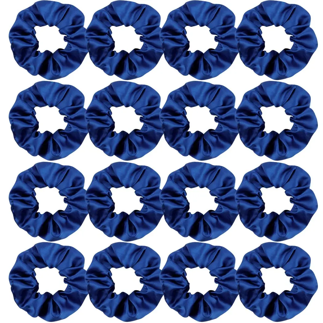 16 Pacs Satin Scrunchies Bridesmaid Proposal Gifts Hair Ties Scrunchies for Women Girls Bachelorette Party Favors(Royal blue)