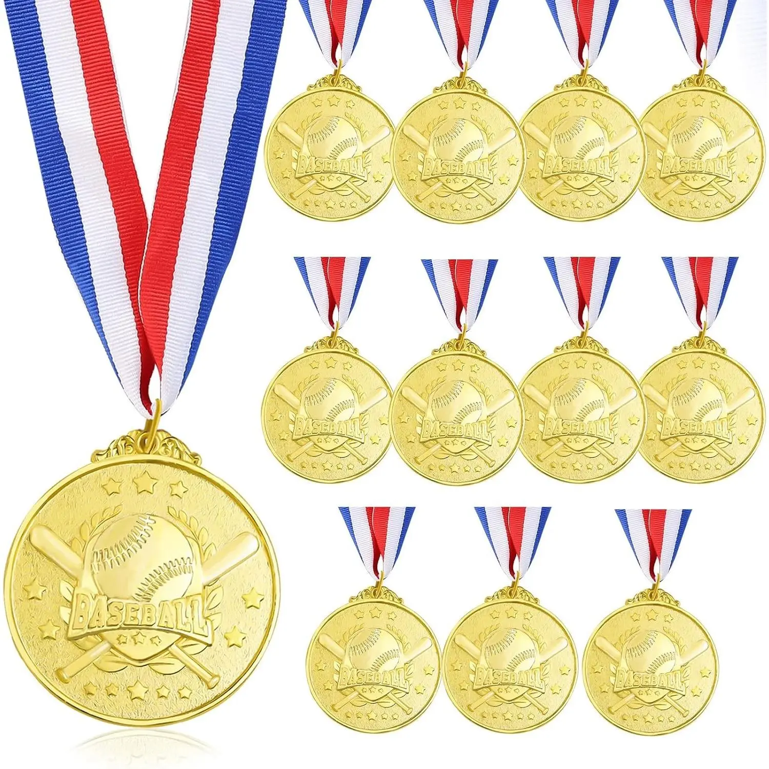 12 Pcs 2 Inch Golden Baseball Softball Medals for Kids, Ideal for Sports Game Awards, Team Prizes, Sports Theme Party Favors & Gifts