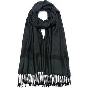 Paisley Pashmina Shawl Wrap Women Reversible Vintage Jacquard Pashmina Rave Scarf with Fringe for Evening, WeddingGift.
